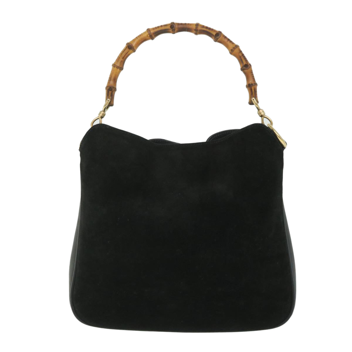 GUCCI Bamboo Shoulder Bag Suede 2way Black 001 2058 1638 0 56063