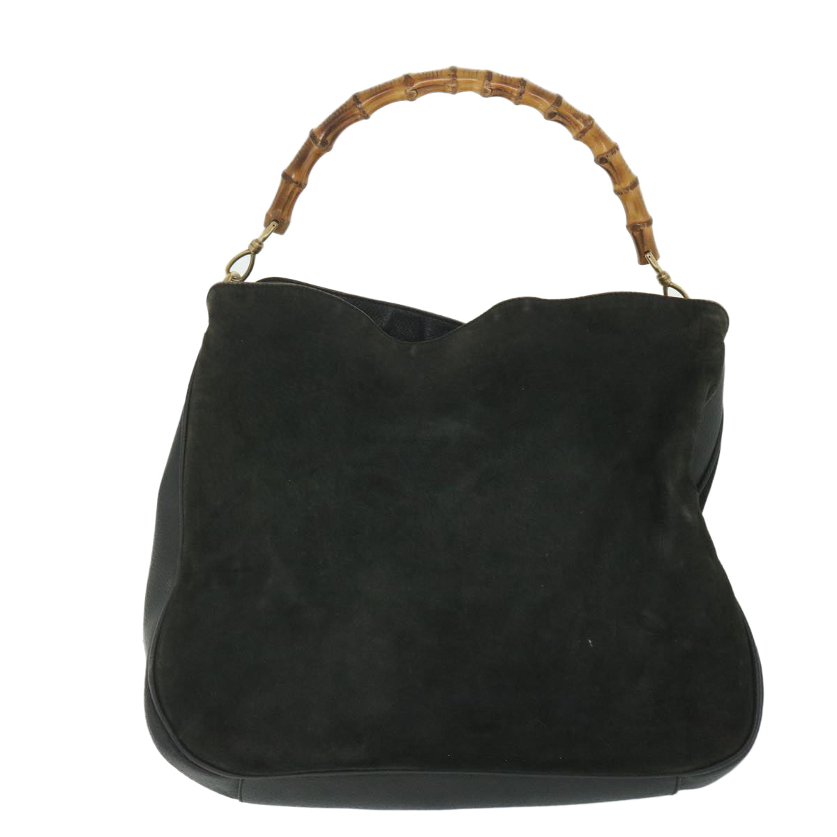 GUCCI Bamboo Shoulder Bag Suede 2way Black 001 1998 1577 56066