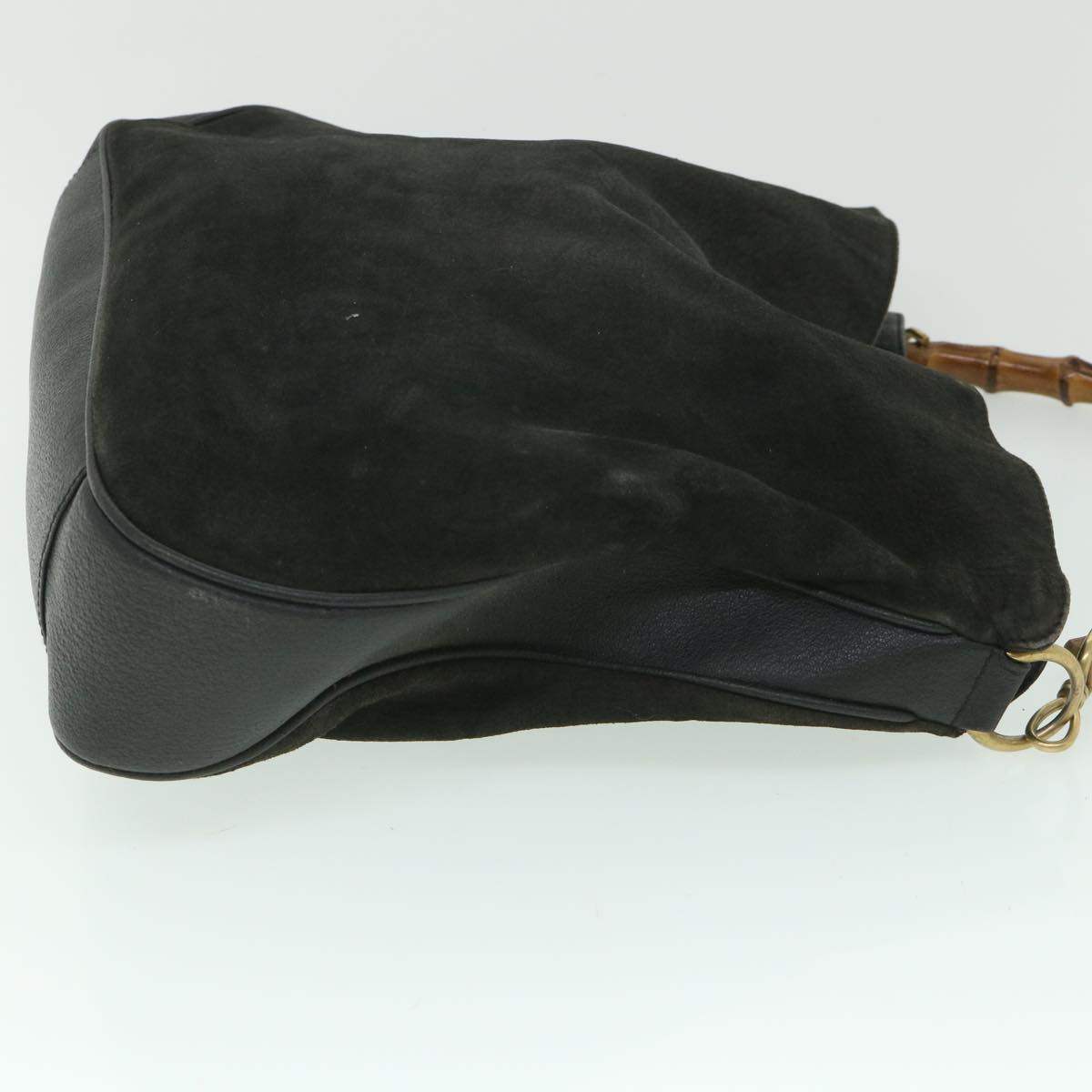 GUCCI Bamboo Shoulder Bag Suede 2way Black 001 1998 1577 56066