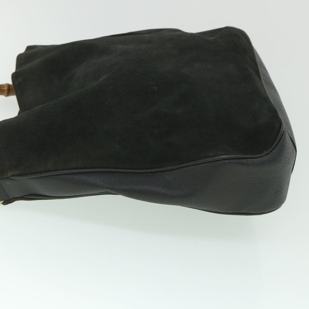 GUCCI Bamboo Shoulder Bag Suede 2way Black 001 1998 1577 56066