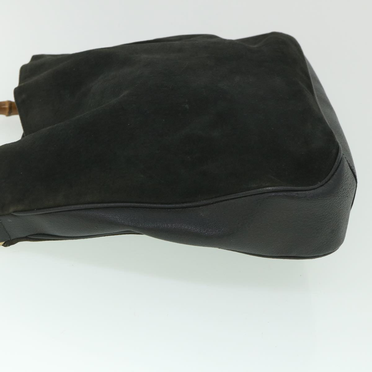GUCCI Bamboo Shoulder Bag Suede 2way Black 001 1998 1577 56066