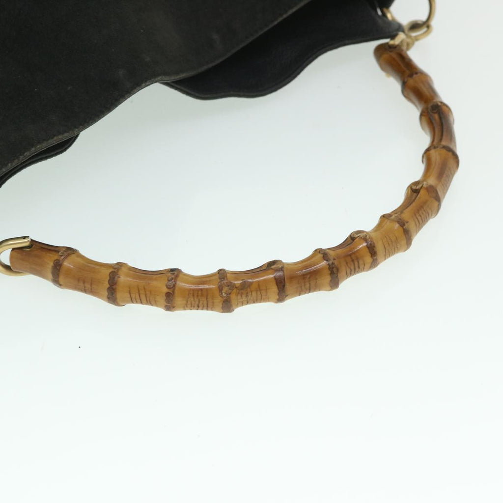 GUCCI Bamboo Shoulder Bag Suede 2way Black 001 1998 1577 56066