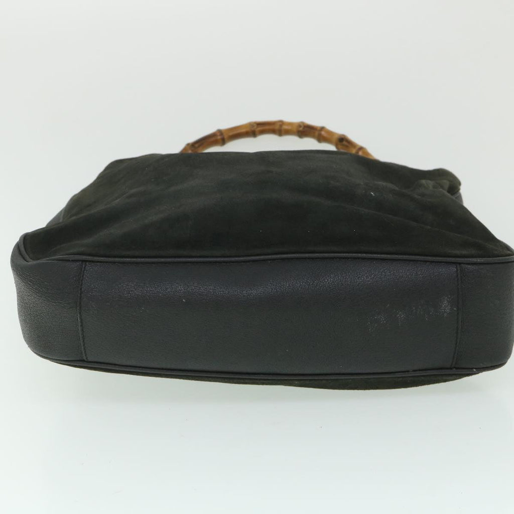 GUCCI Bamboo Shoulder Bag Suede 2way Black 001 1998 1577 56066