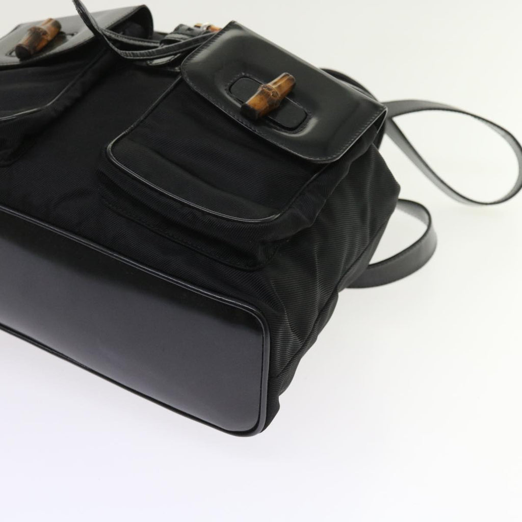 GUCCI Bamboo Backpack Nylon Enamel Black 003 2058 0016 5 56067
