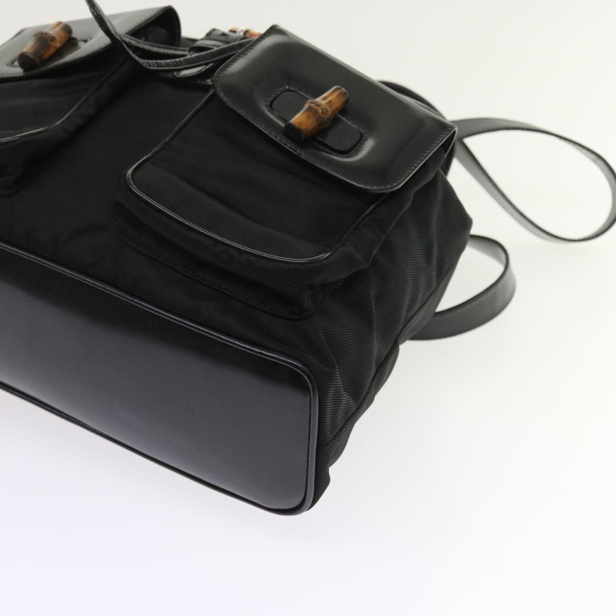 GUCCI Bamboo Backpack Nylon Enamel Black 003 2058 0016 5 56067