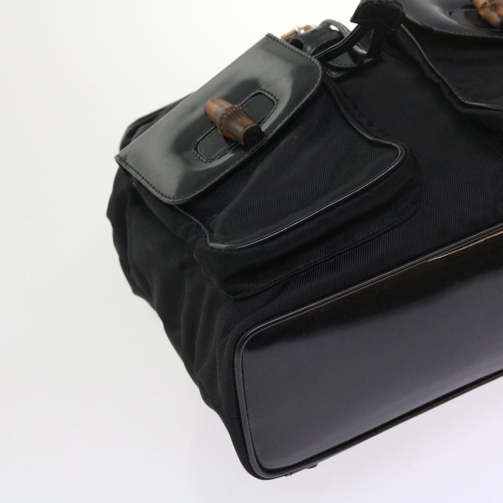 GUCCI Bamboo Backpack Nylon Enamel Black 003 2058 0016 5 56067