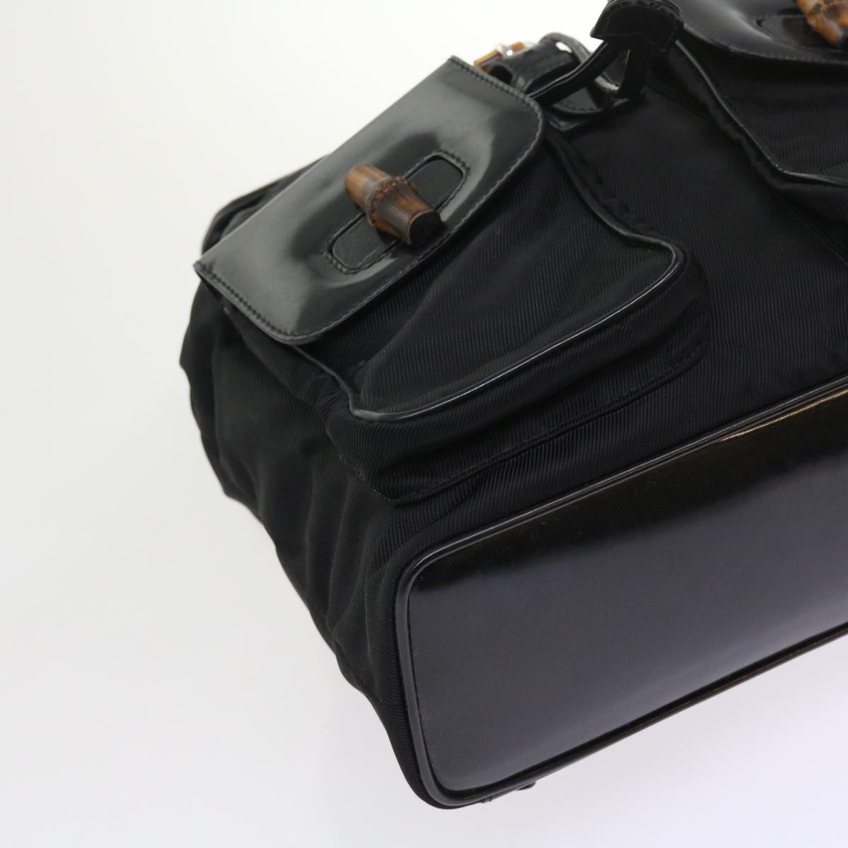 GUCCI Bamboo Backpack Nylon Enamel Black 003 2058 0016 5 56067