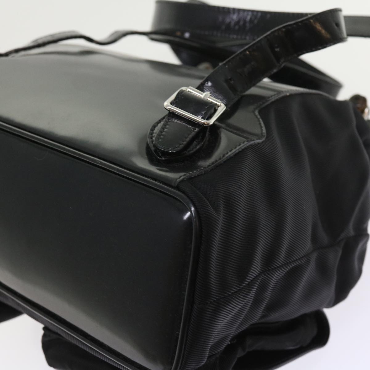 GUCCI Bamboo Backpack Nylon Enamel Black 003 2058 0016 5 56067