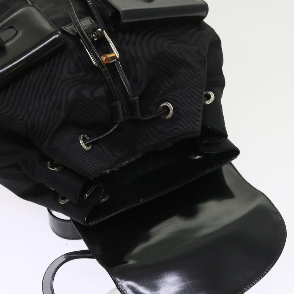 GUCCI Bamboo Backpack Nylon Enamel Black 003 2058 0016 5 56067