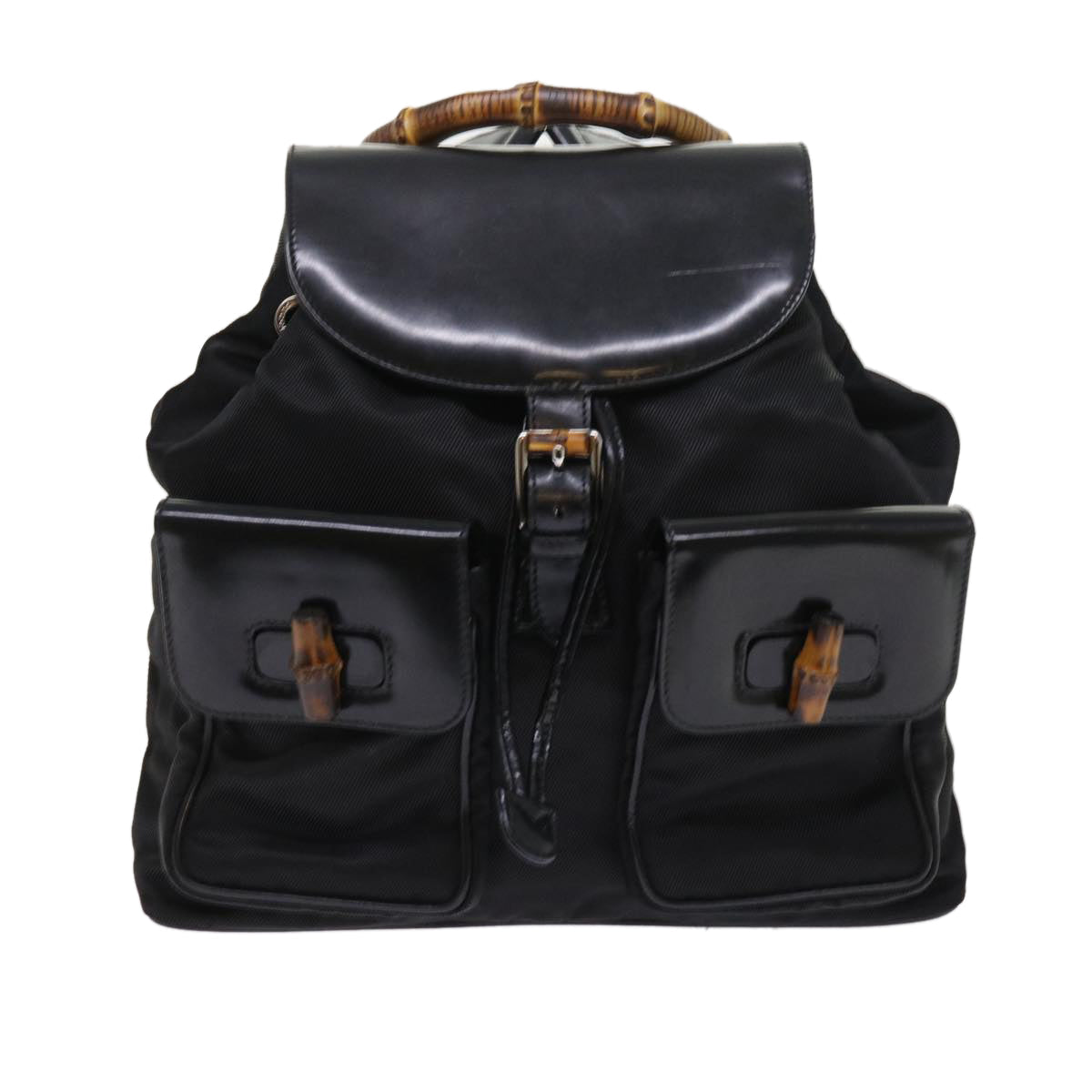 GUCCI Bamboo Backpack Nylon Enamel Black 003 2058 0016 5 56067
