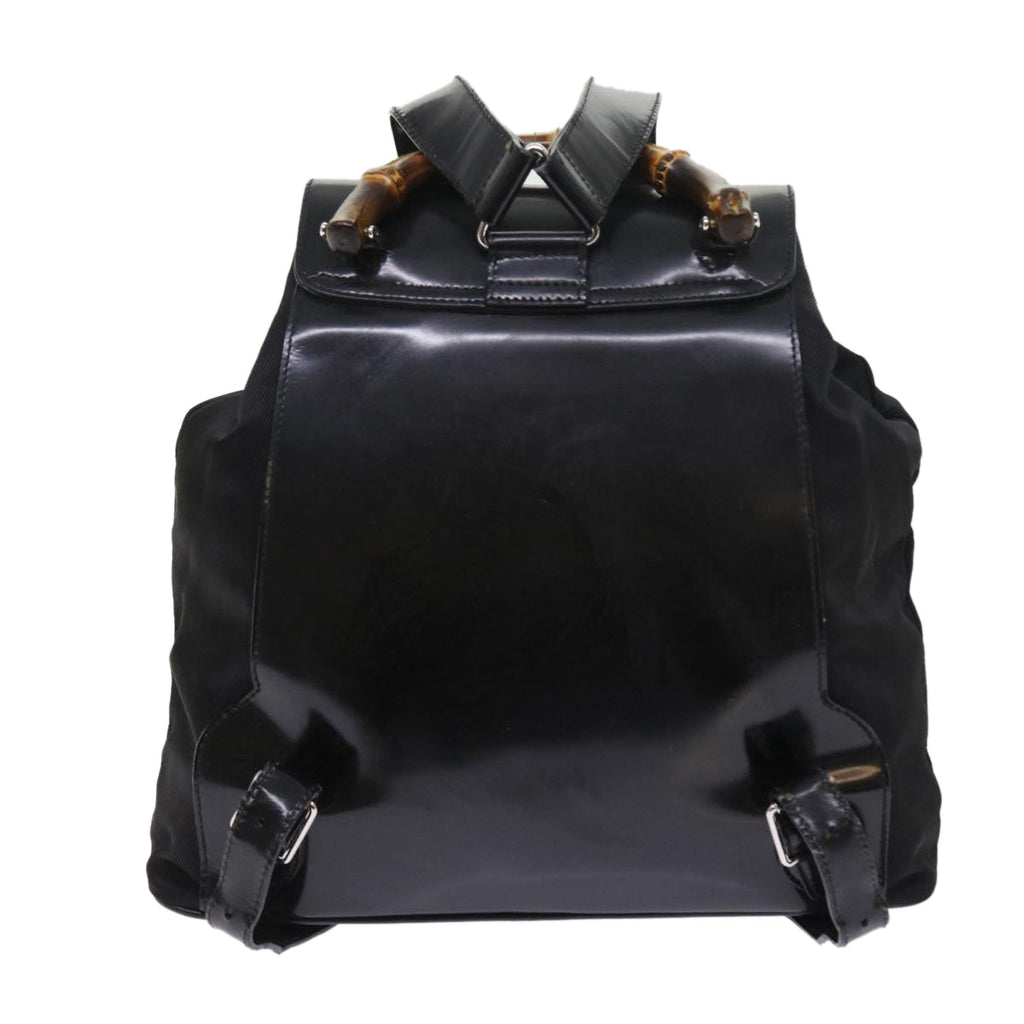 GUCCI Bamboo Backpack Nylon Enamel Black 003 2058 0016 5 56067