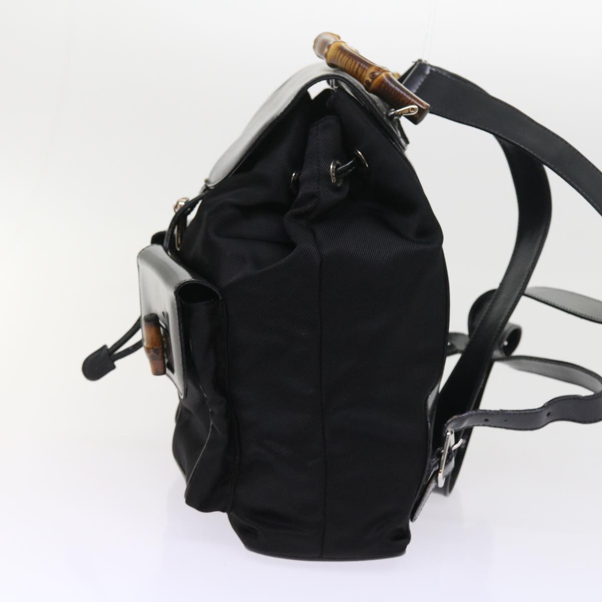 GUCCI Bamboo Backpack Nylon Enamel Black 003 2058 0016 5 56067