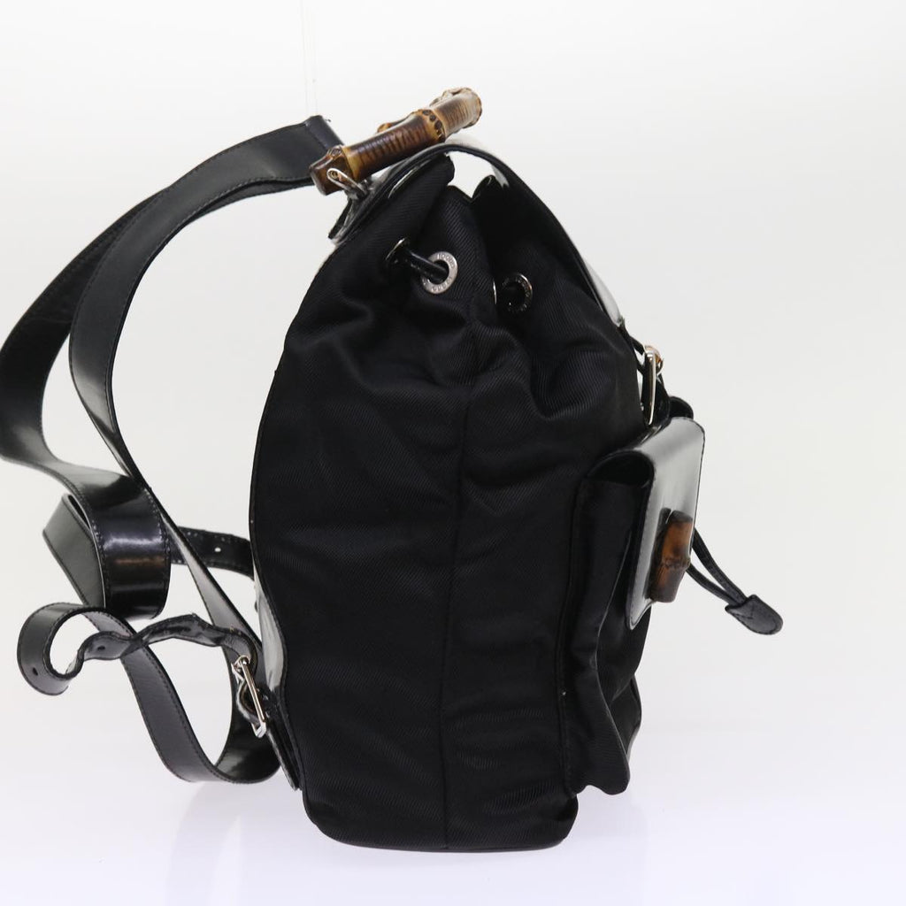 GUCCI Bamboo Backpack Nylon Enamel Black 003 2058 0016 5 56067
