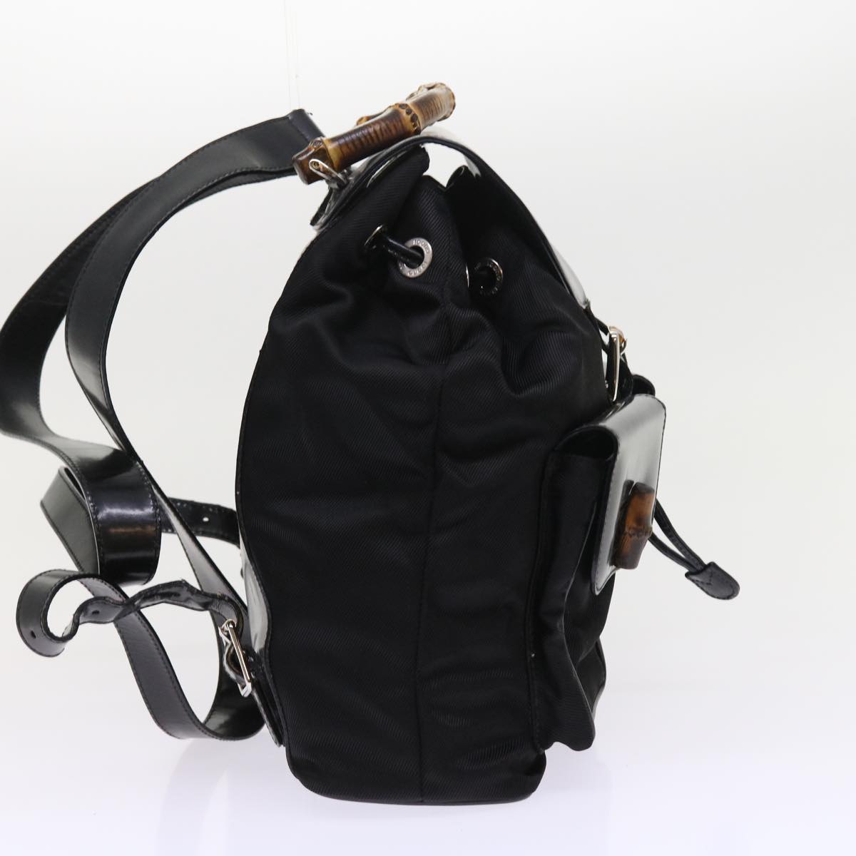 GUCCI Bamboo Backpack Nylon Enamel Black 003 2058 0016 5 56067