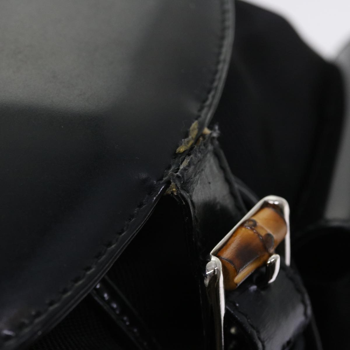 GUCCI Bamboo Backpack Nylon Enamel Black 003 2058 0016 5 56067