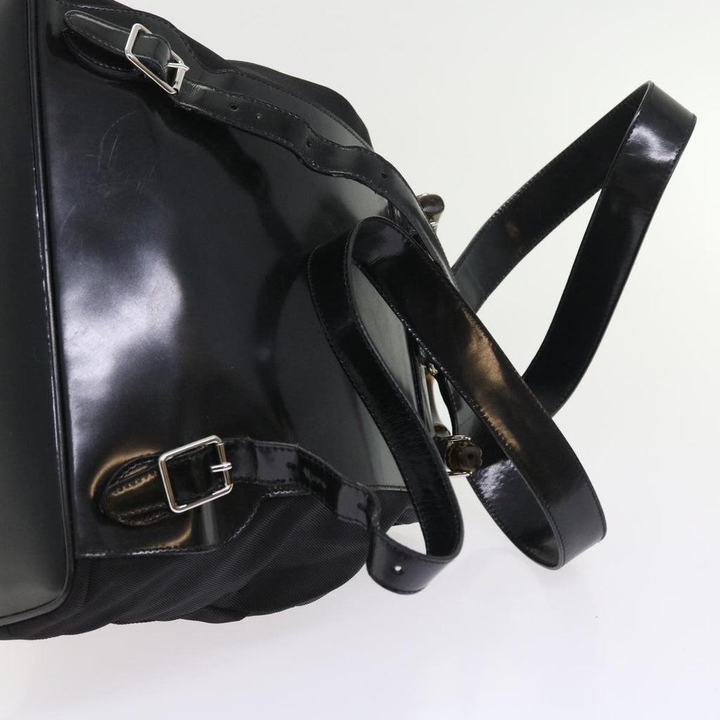 GUCCI Bamboo Backpack Nylon Enamel Black 003 2058 0016 5 56067