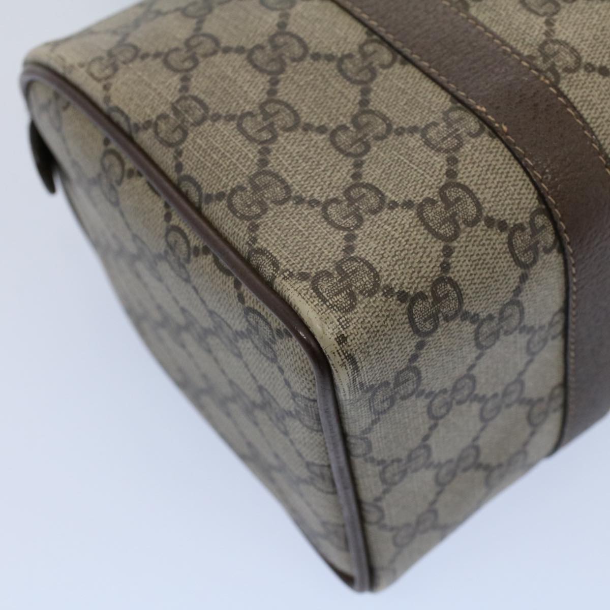 GUCCI GG Canvas Web Sherry Line Hand Bag PVC Leather Beige Red Green 56082