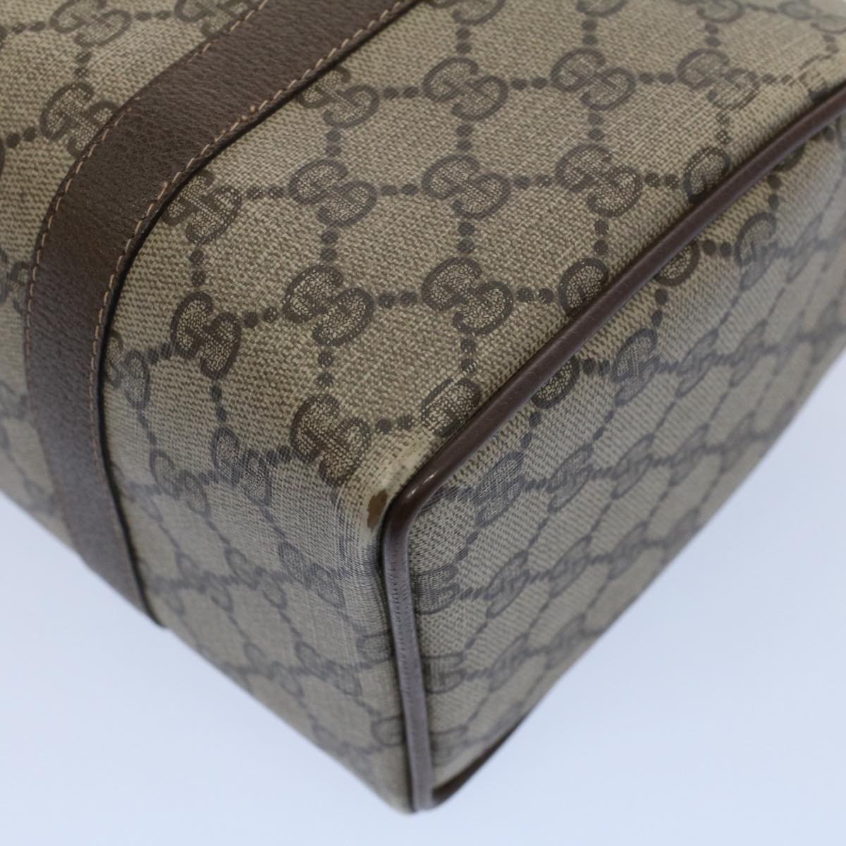 GUCCI GG Canvas Web Sherry Line Hand Bag PVC Leather Beige Red Green 56082