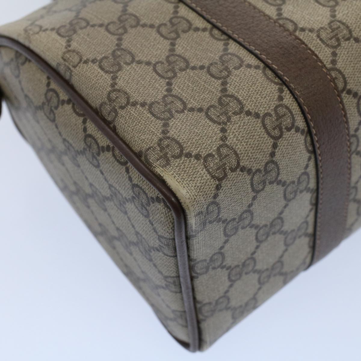 GUCCI GG Canvas Web Sherry Line Hand Bag PVC Leather Beige Red Green 56082