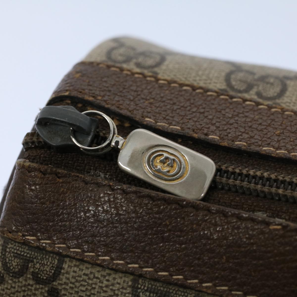 GUCCI GG Canvas Web Sherry Line Hand Bag PVC Leather Beige Red Green 56082