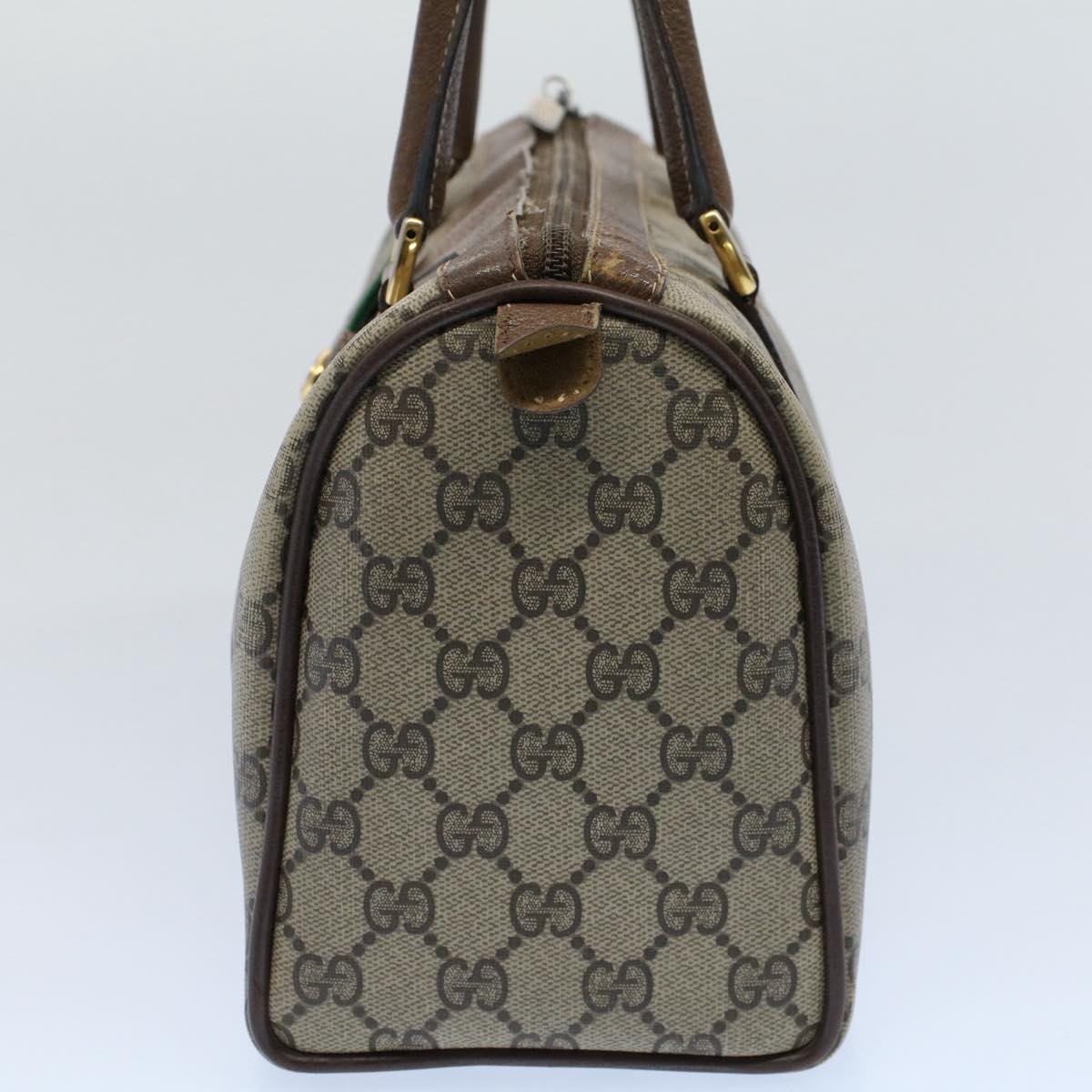 GUCCI GG Canvas Web Sherry Line Hand Bag PVC Leather Beige Red Green 56082