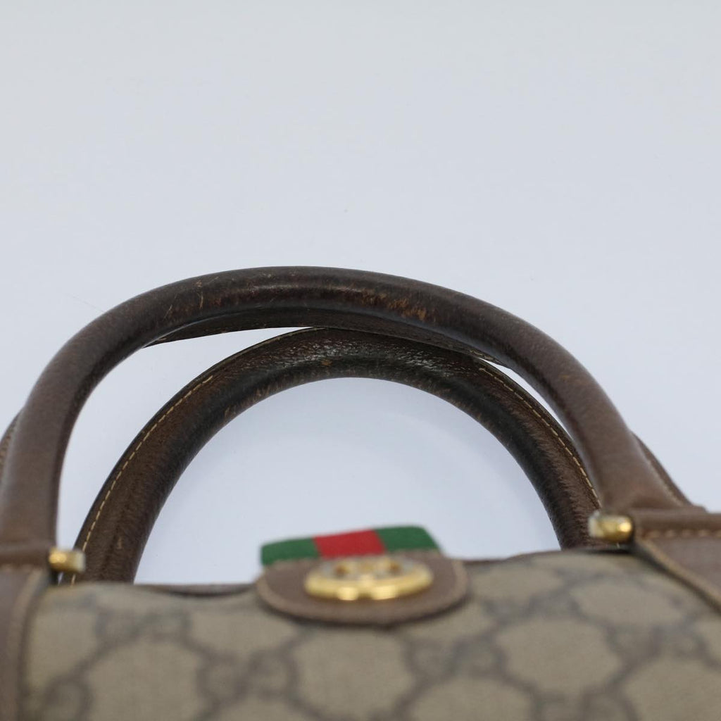 GUCCI GG Canvas Web Sherry Line Hand Bag PVC Leather Beige Red Green 56082