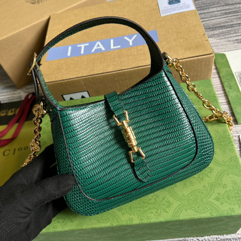 gg Jackie 1961 Lizard Mini Bag Green For Women, Women’s Bags 7.5in/19cm gg ‎
