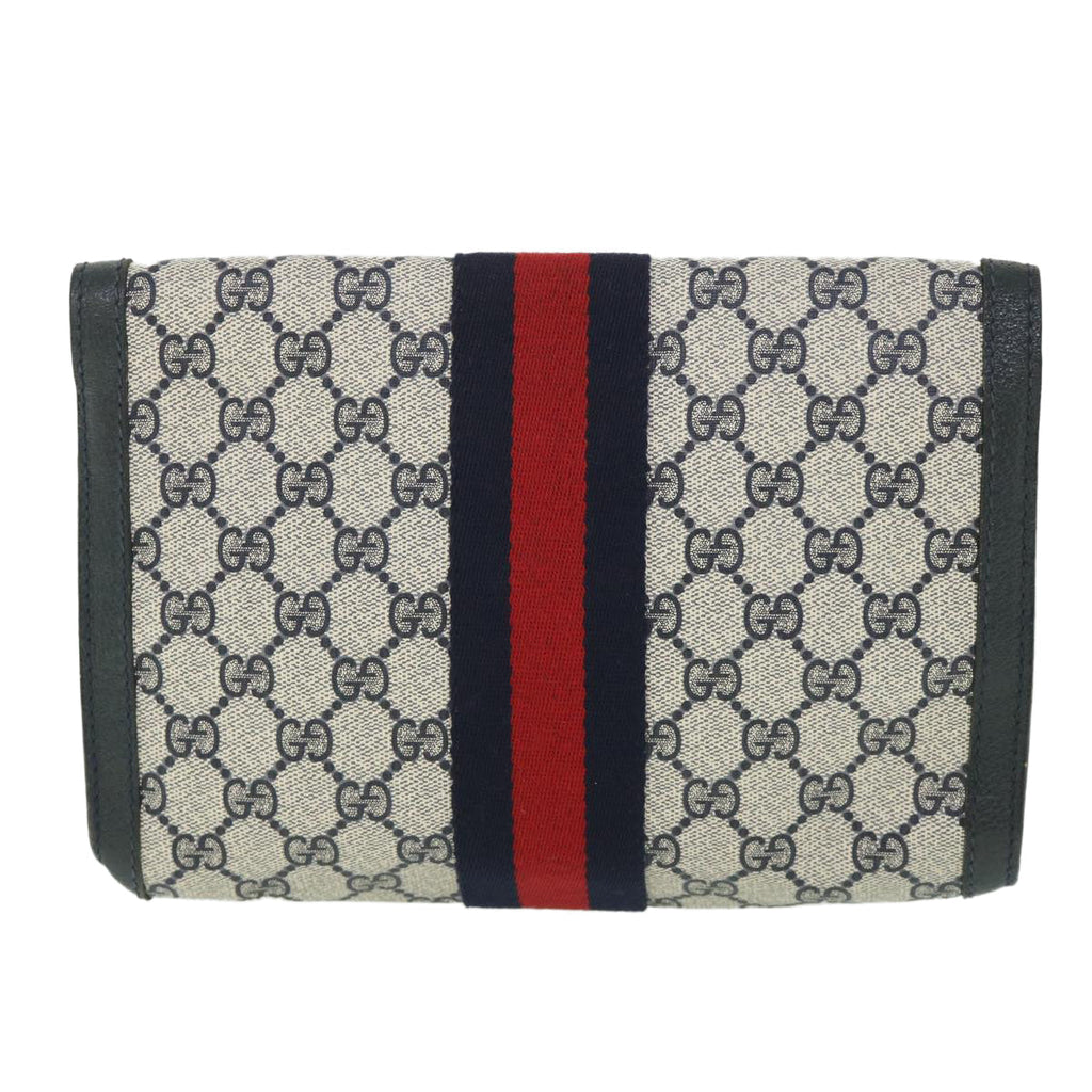 GUCCI GG Supreme Sherry Line Clutch Bag Red Navy gray 89 01 006 56186