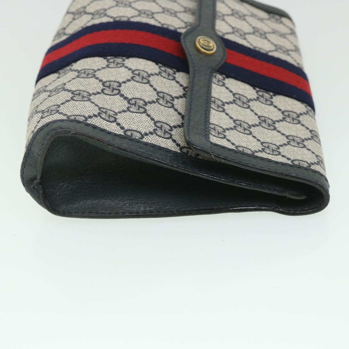 GUCCI GG Supreme Sherry Line Clutch Bag Red Navy gray 89 01 006 56186
