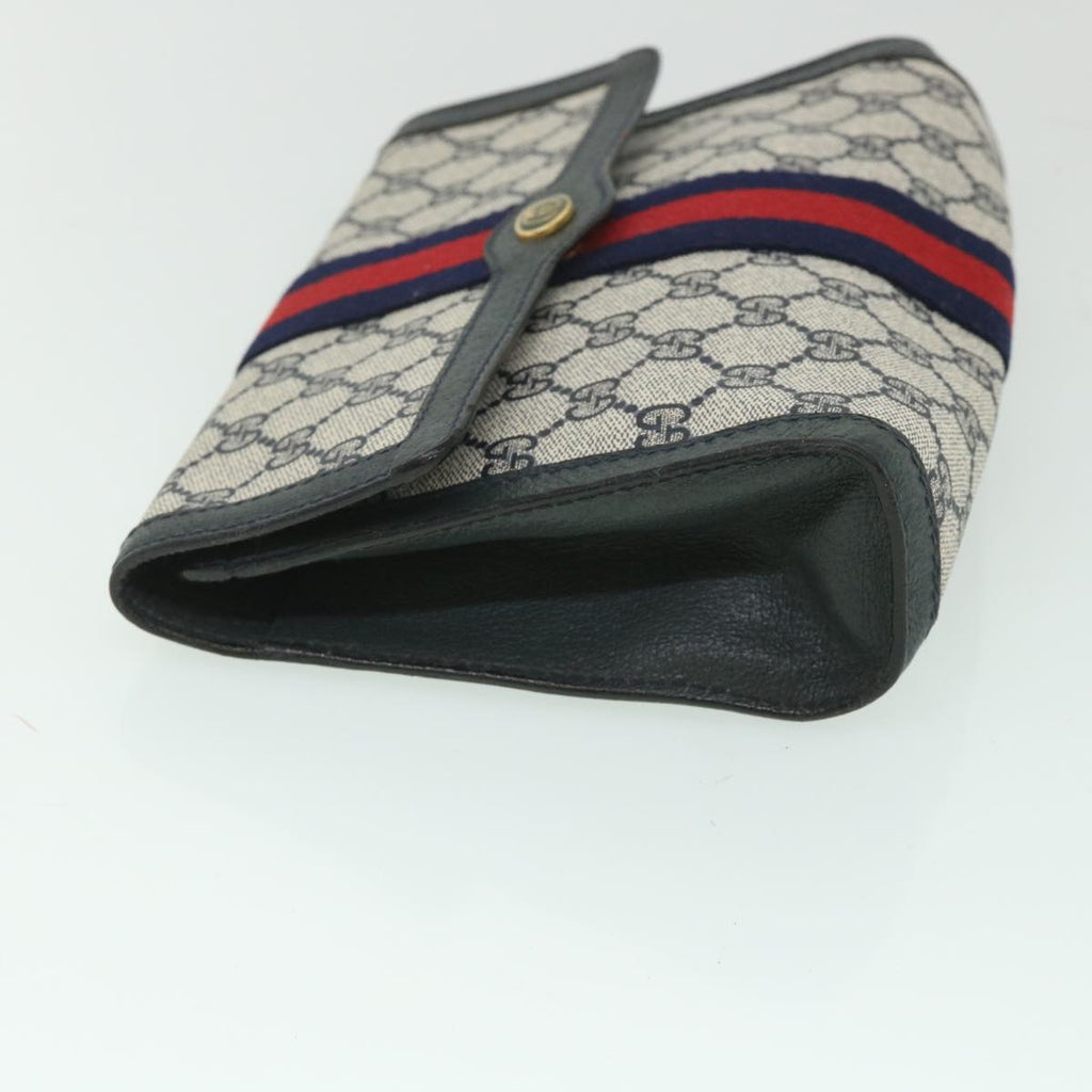 GUCCI GG Supreme Sherry Line Clutch Bag Red Navy gray 89 01 006 56186