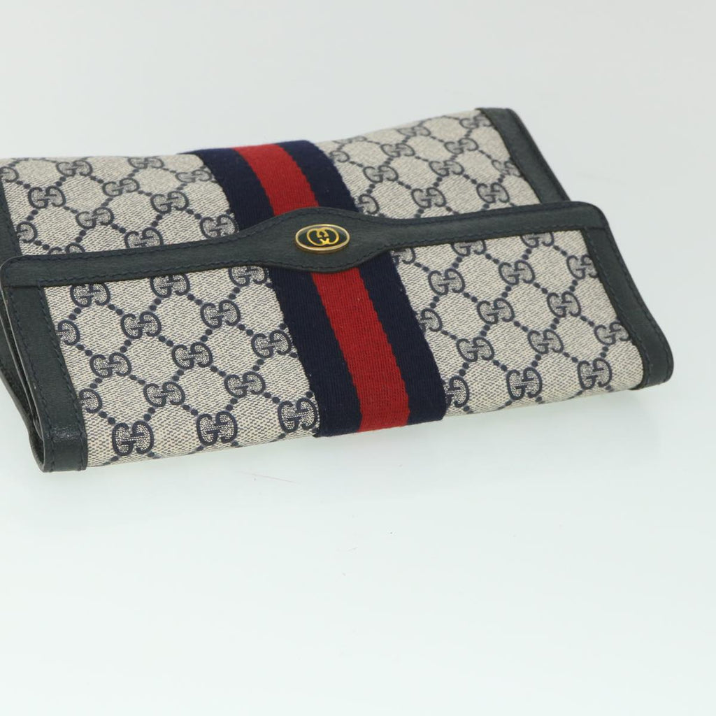 GUCCI GG Supreme Sherry Line Clutch Bag Red Navy gray 89 01 006 56186