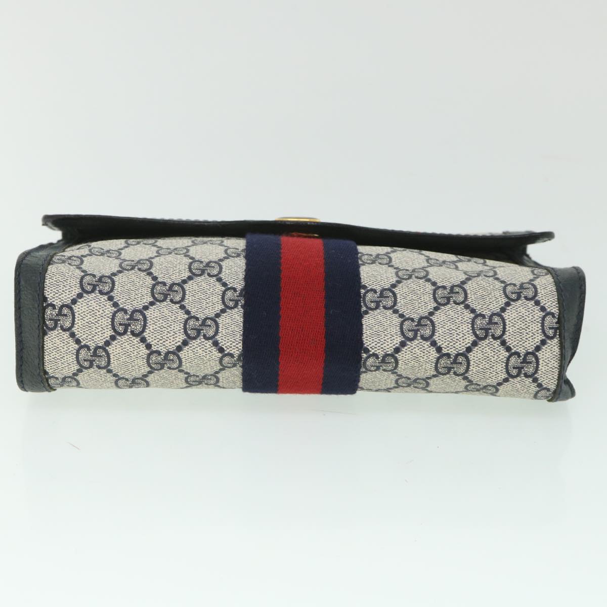 GUCCI GG Supreme Sherry Line Clutch Bag Red Navy gray 89 01 006 56186