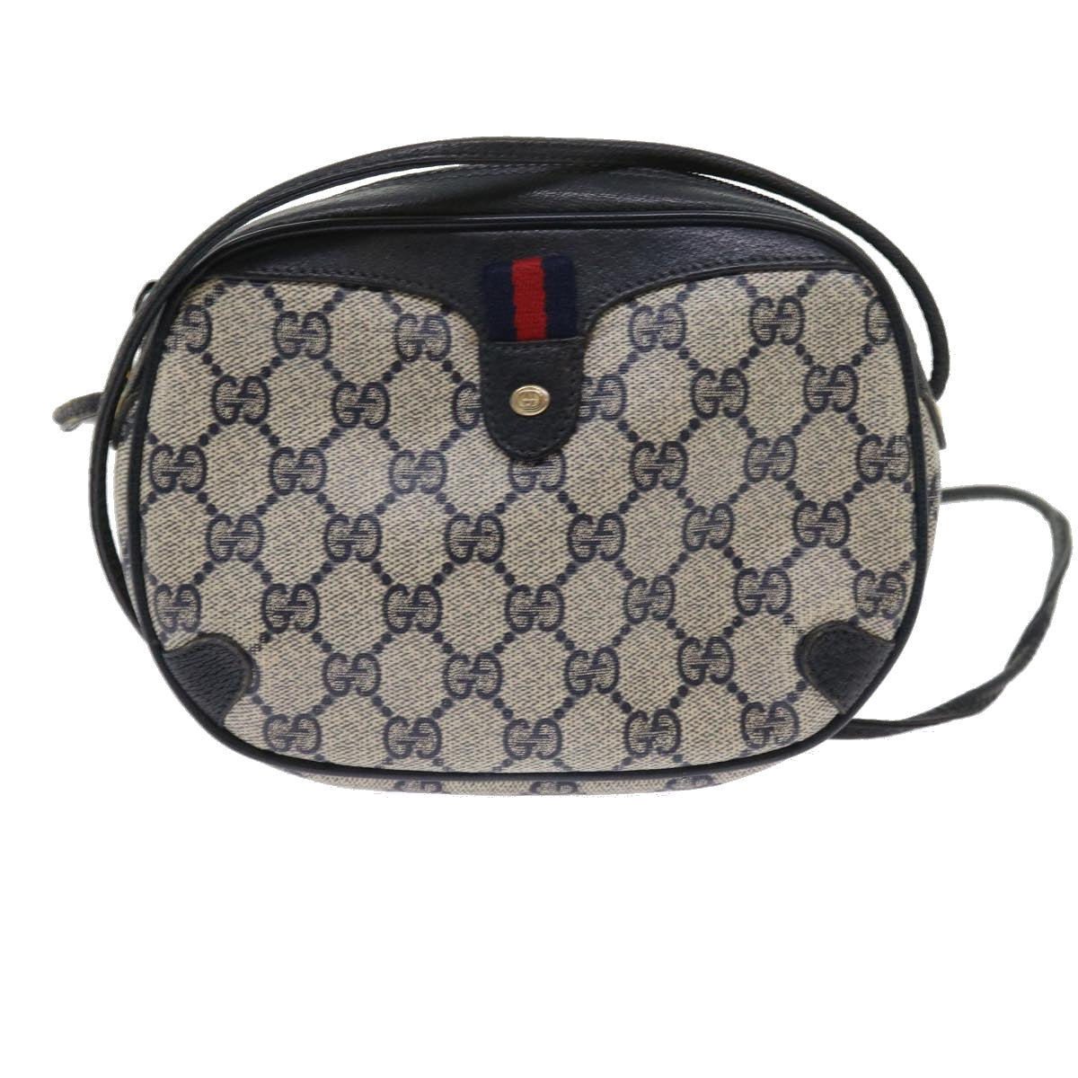 GUCCI GG Supreme Sherry Line Shoulder Bag Red Navy gray 89 02 066 56189
