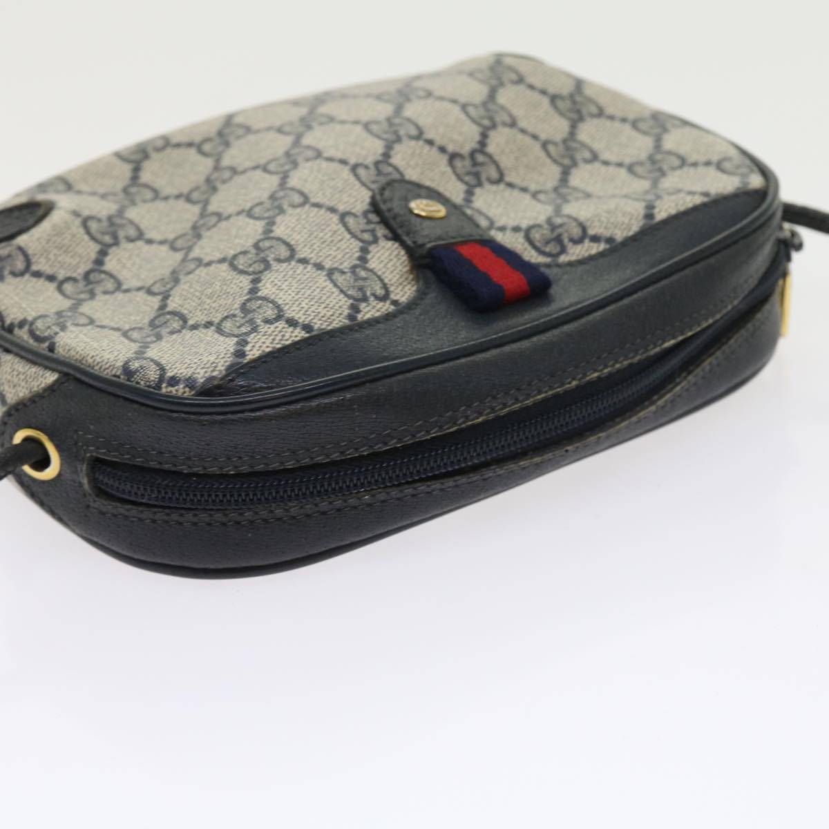 GUCCI GG Supreme Sherry Line Shoulder Bag Red Navy gray 89 02 066 56189