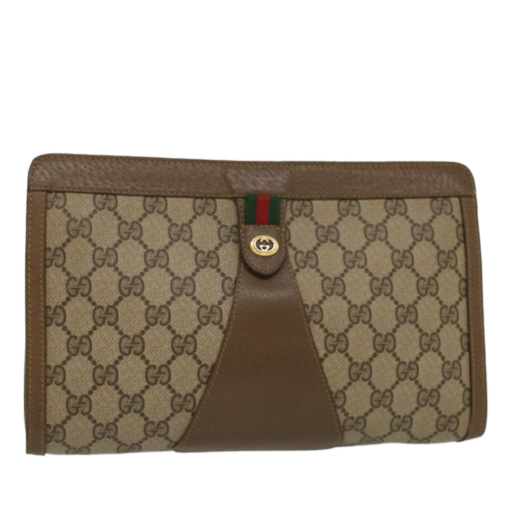 GUCCI GG Supreme Web Sherry Line Clutch Bag Beige Red Green 89 01 033 56284