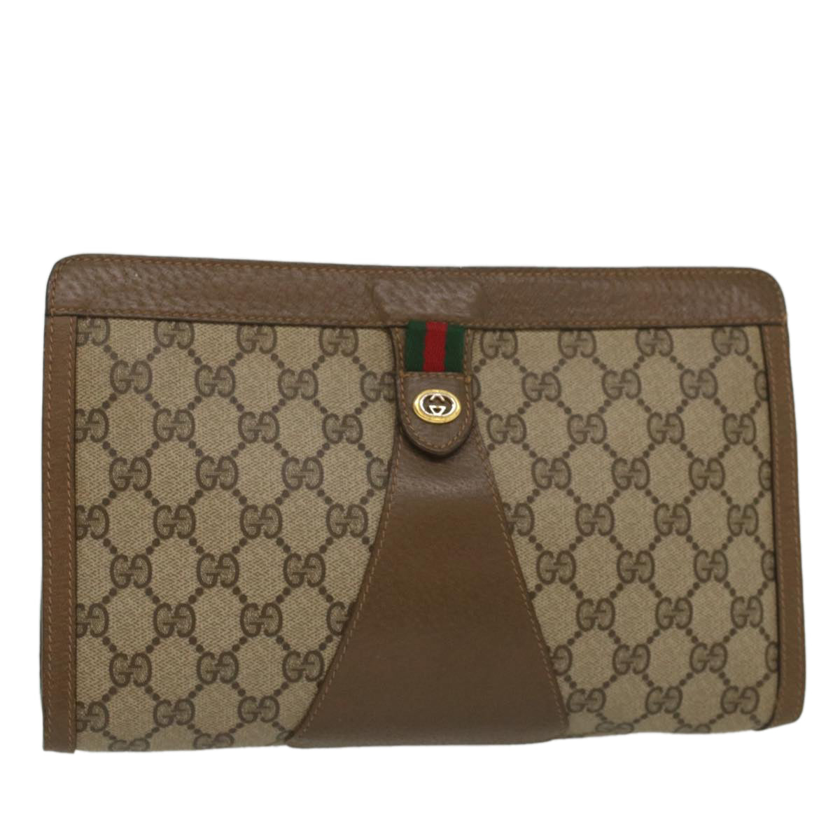 GUCCI GG Supreme Web Sherry Line Clutch Bag Beige Red Green 89 01 033 56284