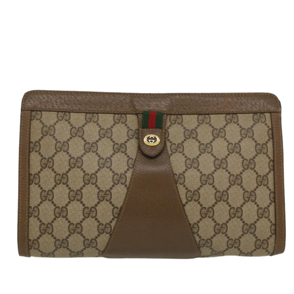 GUCCI GG Supreme Web Sherry Line Clutch Bag Beige Red Green 89 01 033 56284