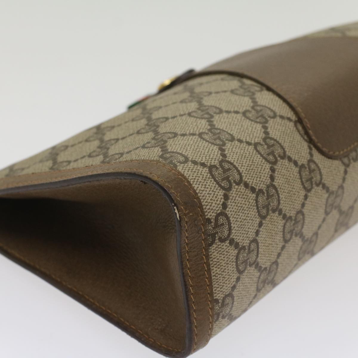 GUCCI GG Supreme Web Sherry Line Clutch Bag Beige Red Green 89 01 033 56284