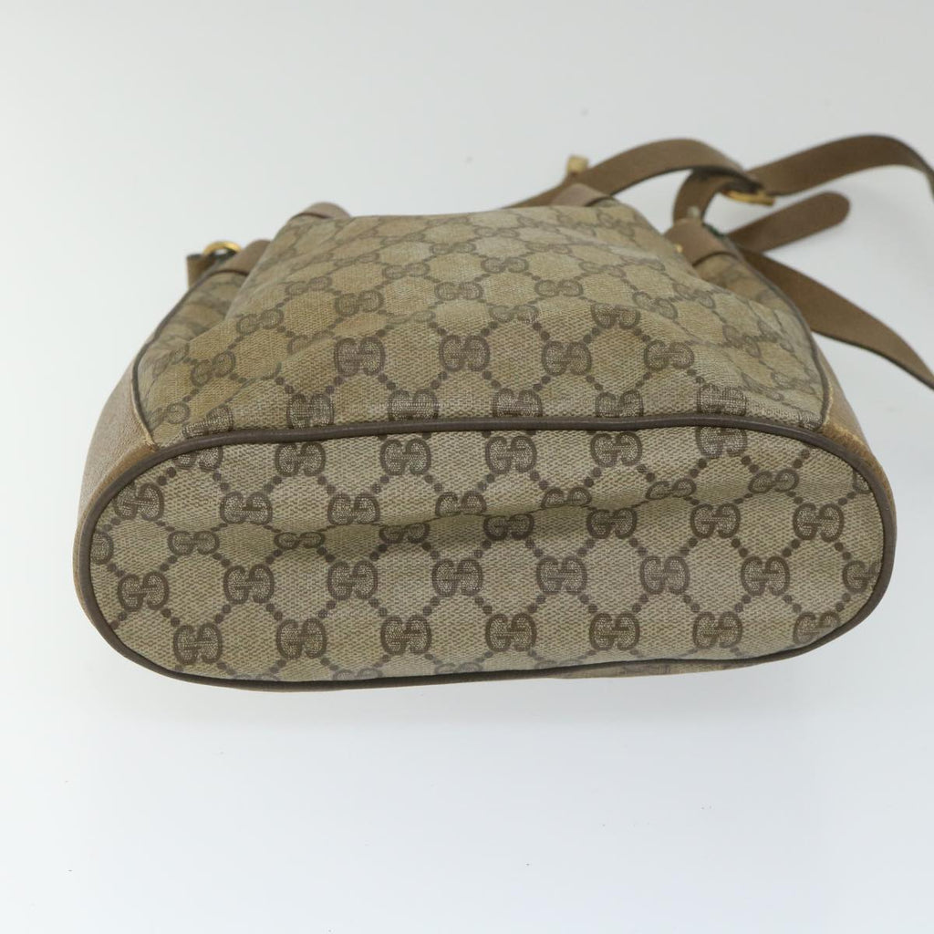GUCCI GG Canvas Web Sherry Line Shoulder Bag PVC Leather Beige Green 56288
