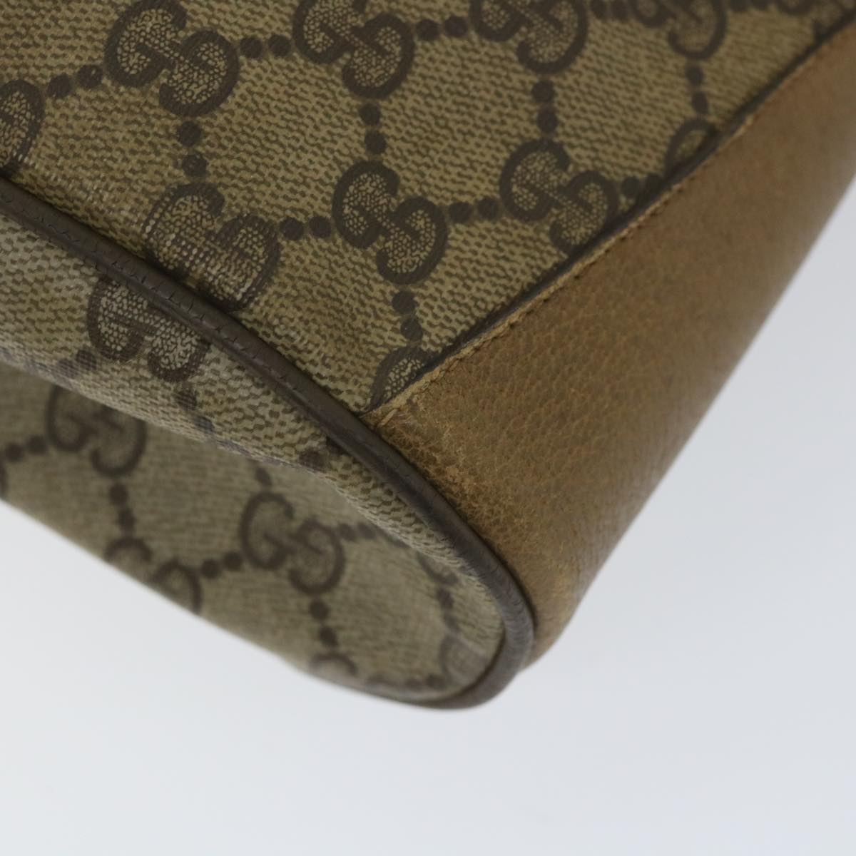 GUCCI GG Canvas Web Sherry Line Shoulder Bag PVC Leather Beige Green 56288