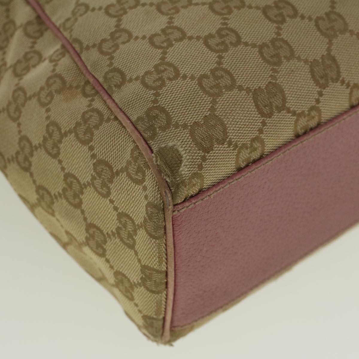 GUCCI GG Canvas Tote Bag Beige Pink 154982 56290