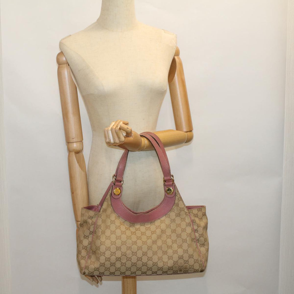 GUCCI GG Canvas Tote Bag Beige Pink 154982 56290