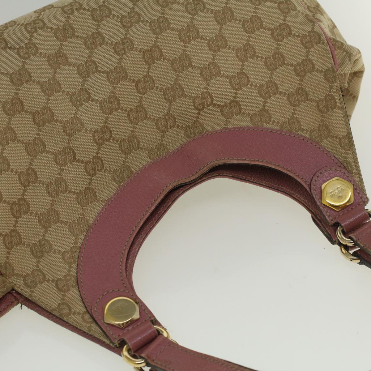 GUCCI GG Canvas Tote Bag Beige Pink 154982 56290