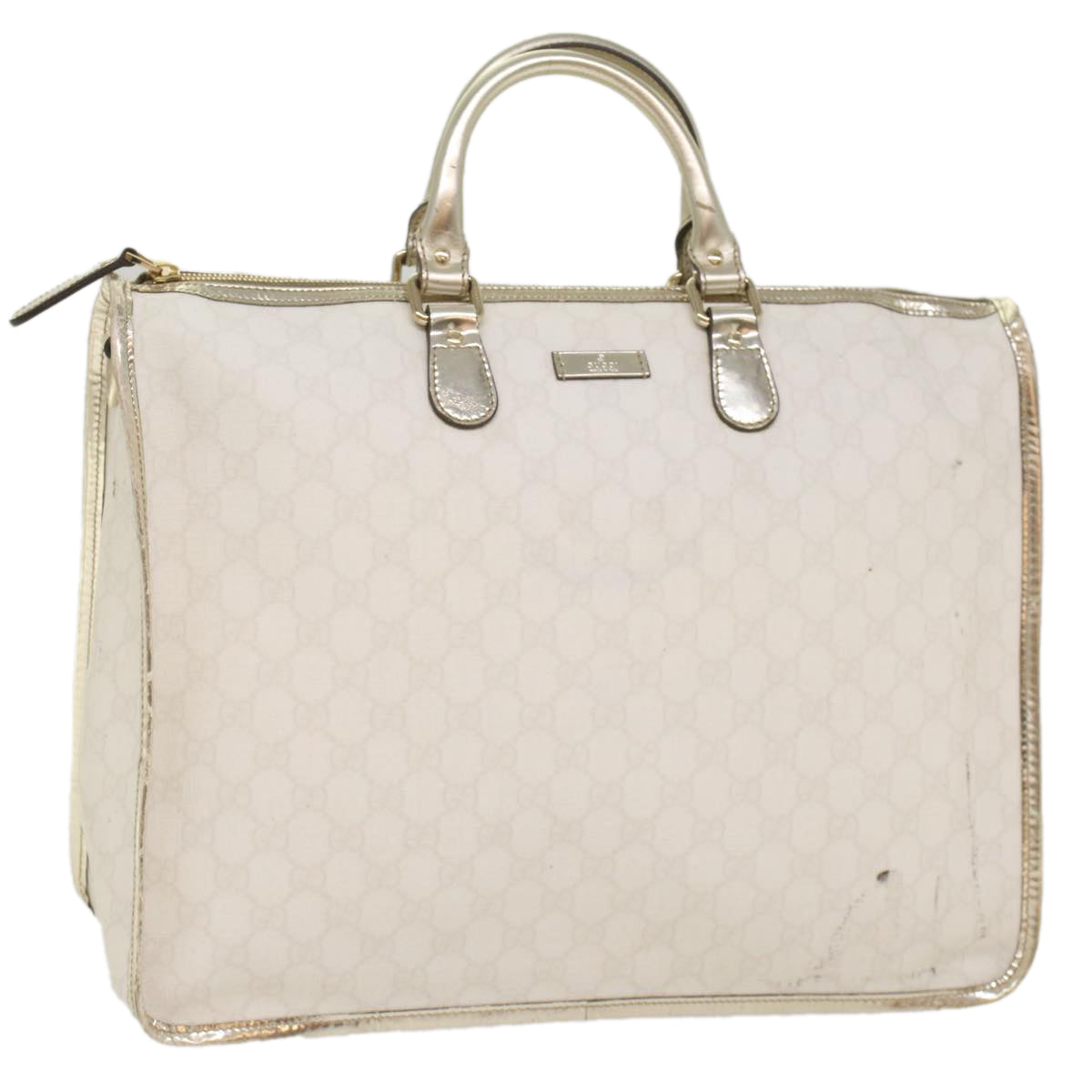 GUCCI GG Supreme Hand Bag PVC Leather White 189899 56294