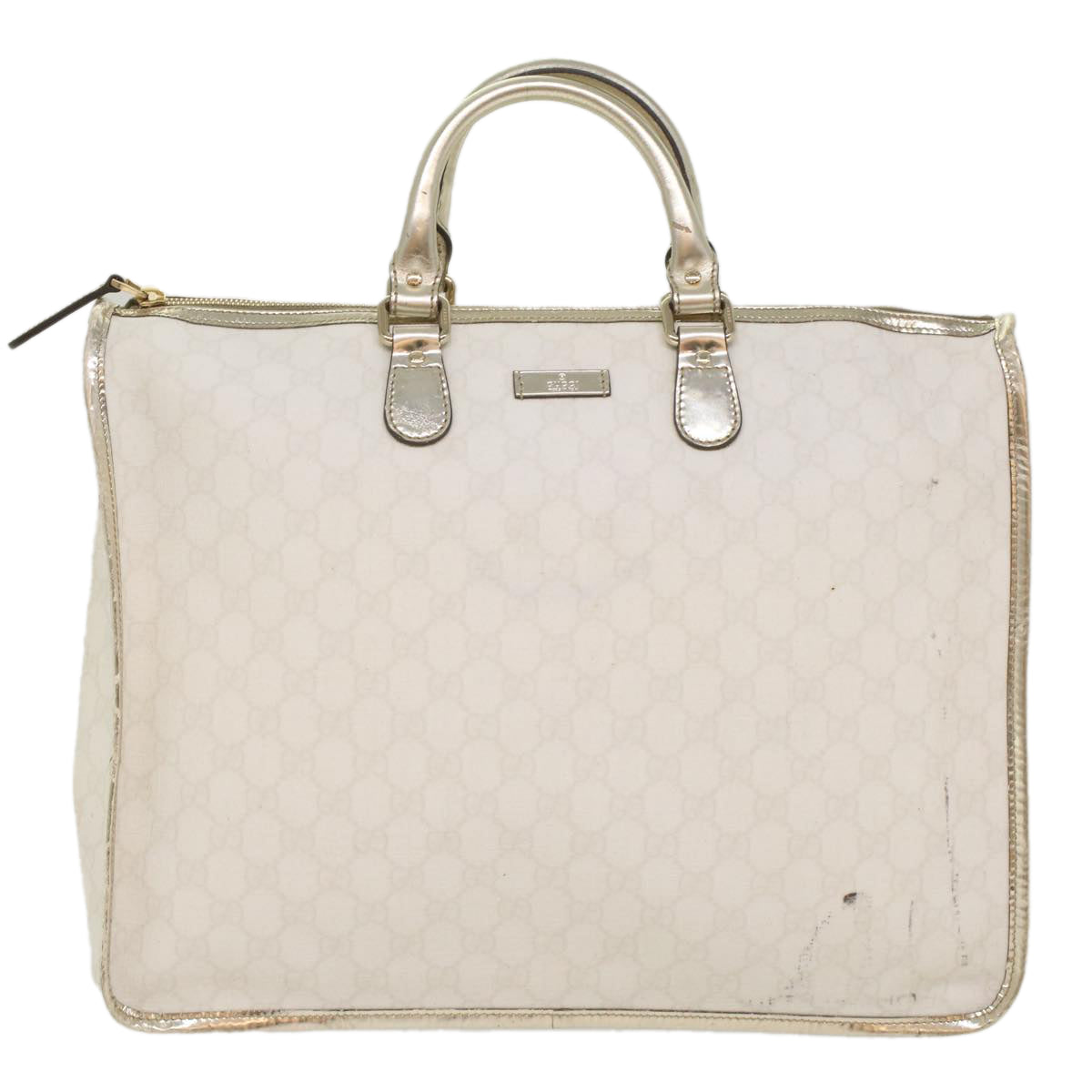 GUCCI GG Supreme Hand Bag PVC Leather White 189899 56294