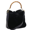 GUCCI Bamboo Shoulder Bag Suede 2way Black 56296
