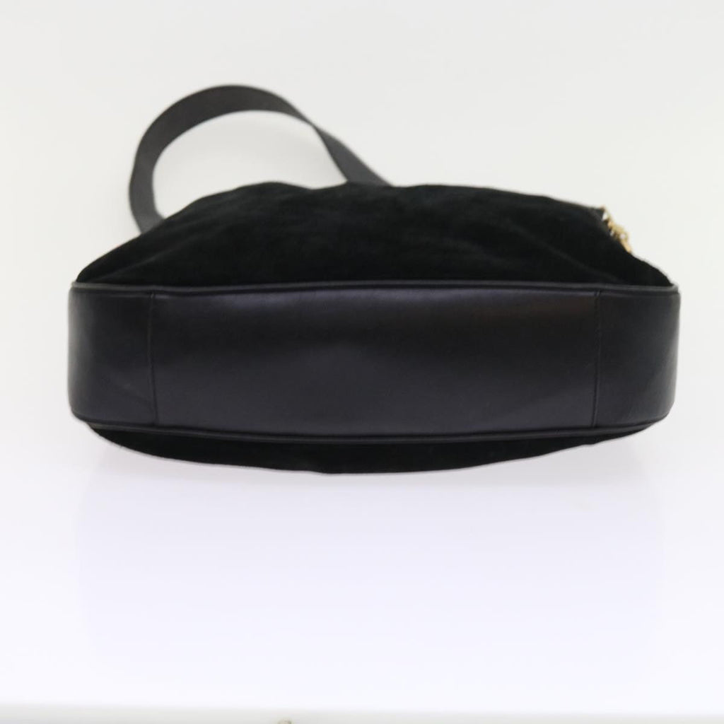 GUCCI Bamboo Shoulder Bag Suede 2way Black 56296