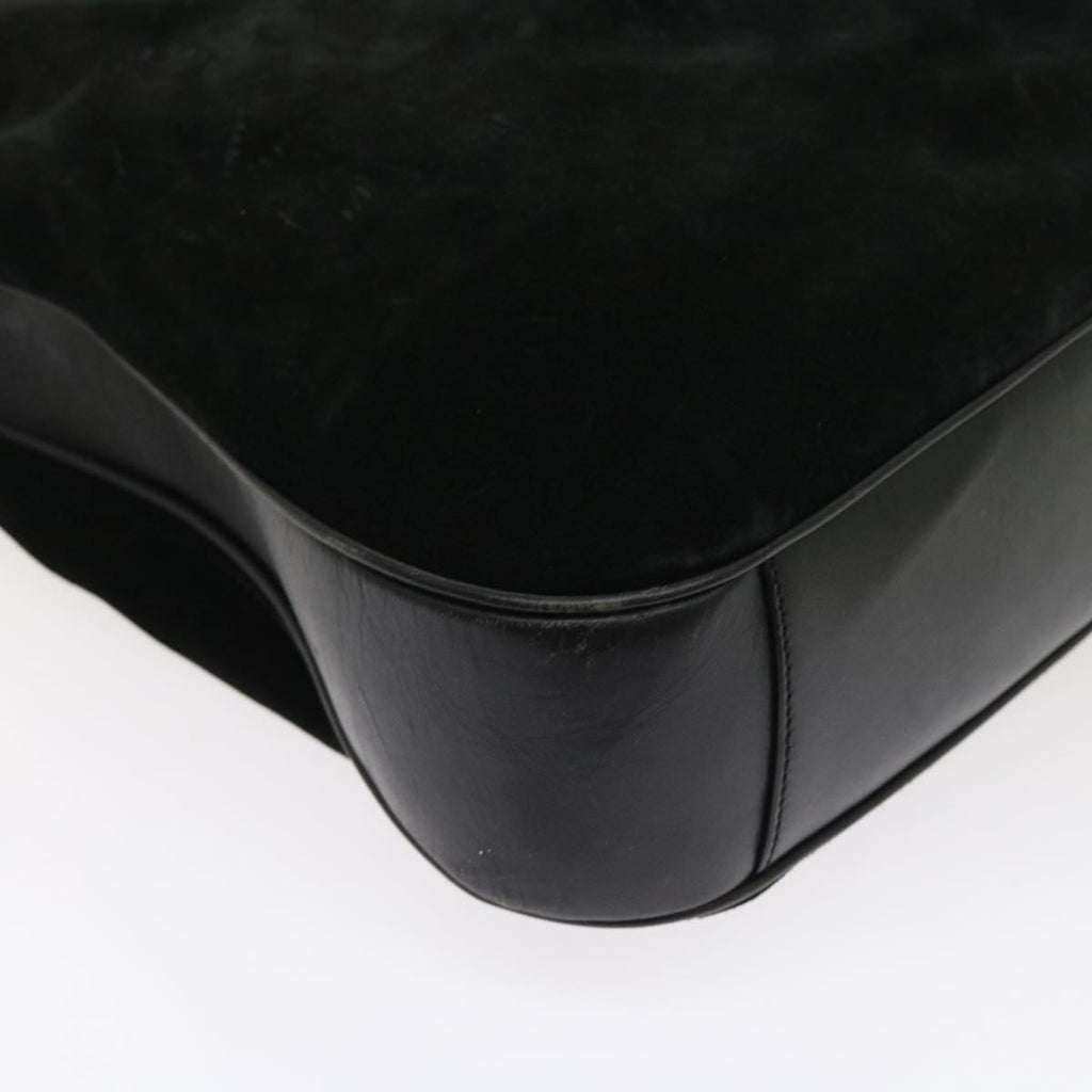 GUCCI Bamboo Shoulder Bag Suede 2way Black 56296