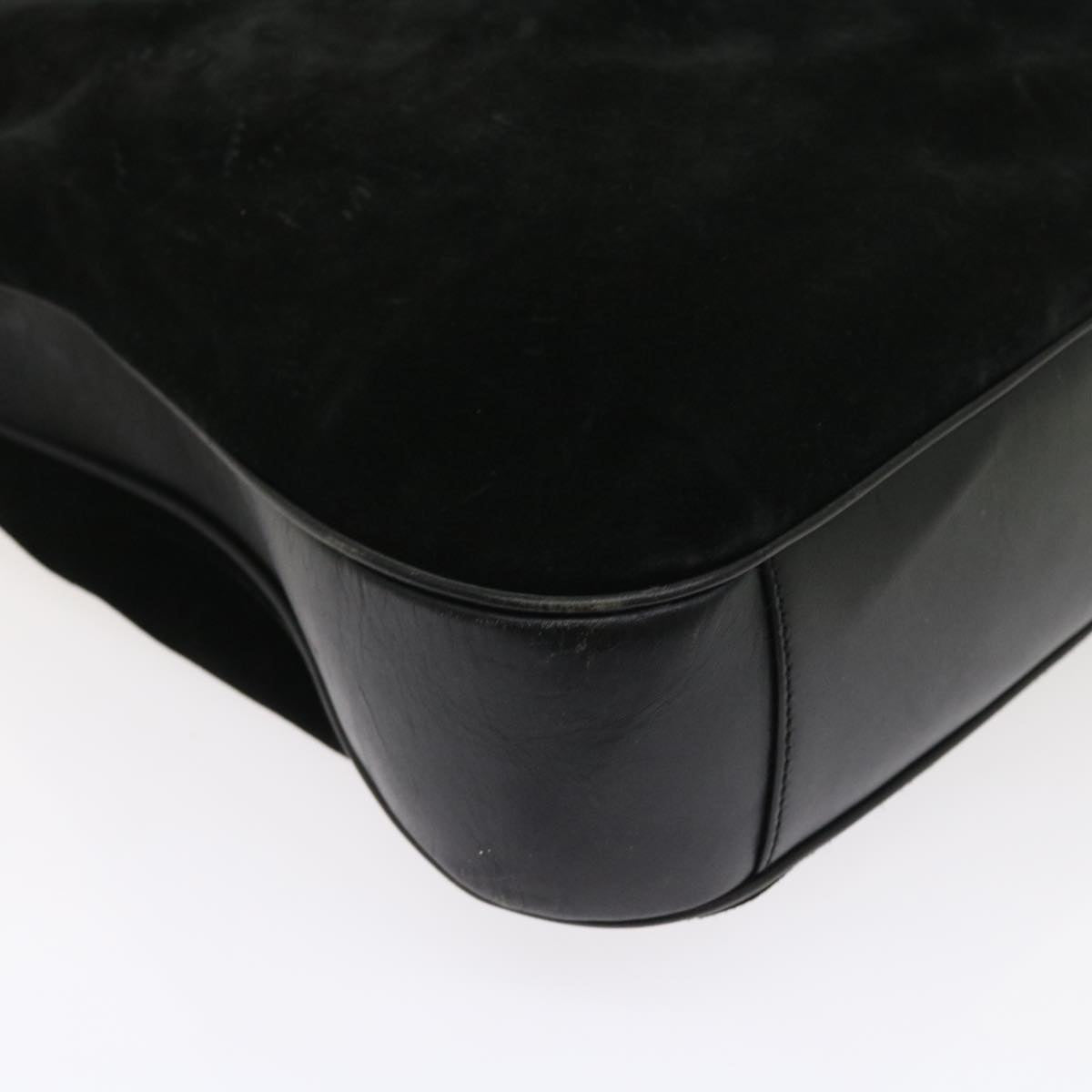 GUCCI Bamboo Shoulder Bag Suede 2way Black 56296