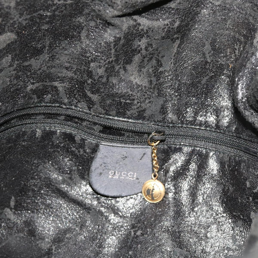 GUCCI Bamboo Shoulder Bag Suede 2way Black 56296